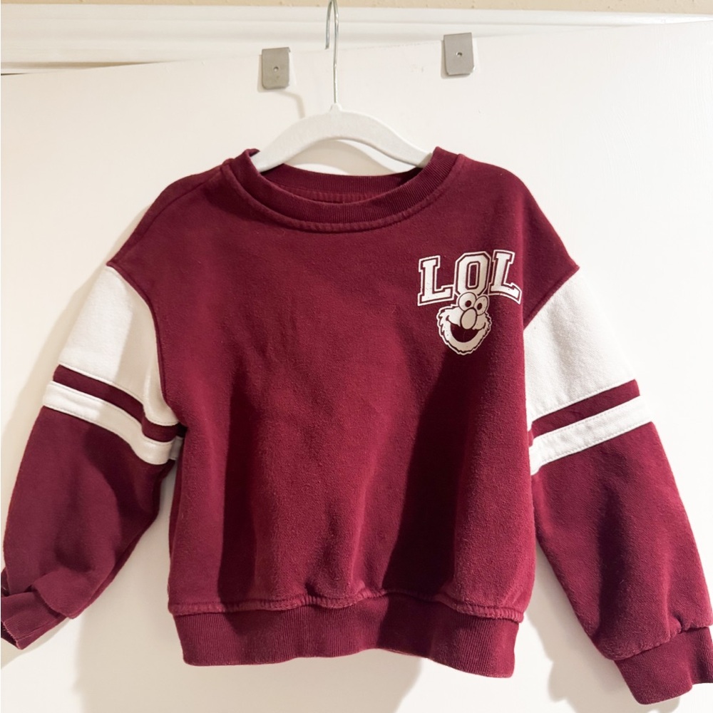 GAP Toddler Burgundy and White Elmo Sweatshirt